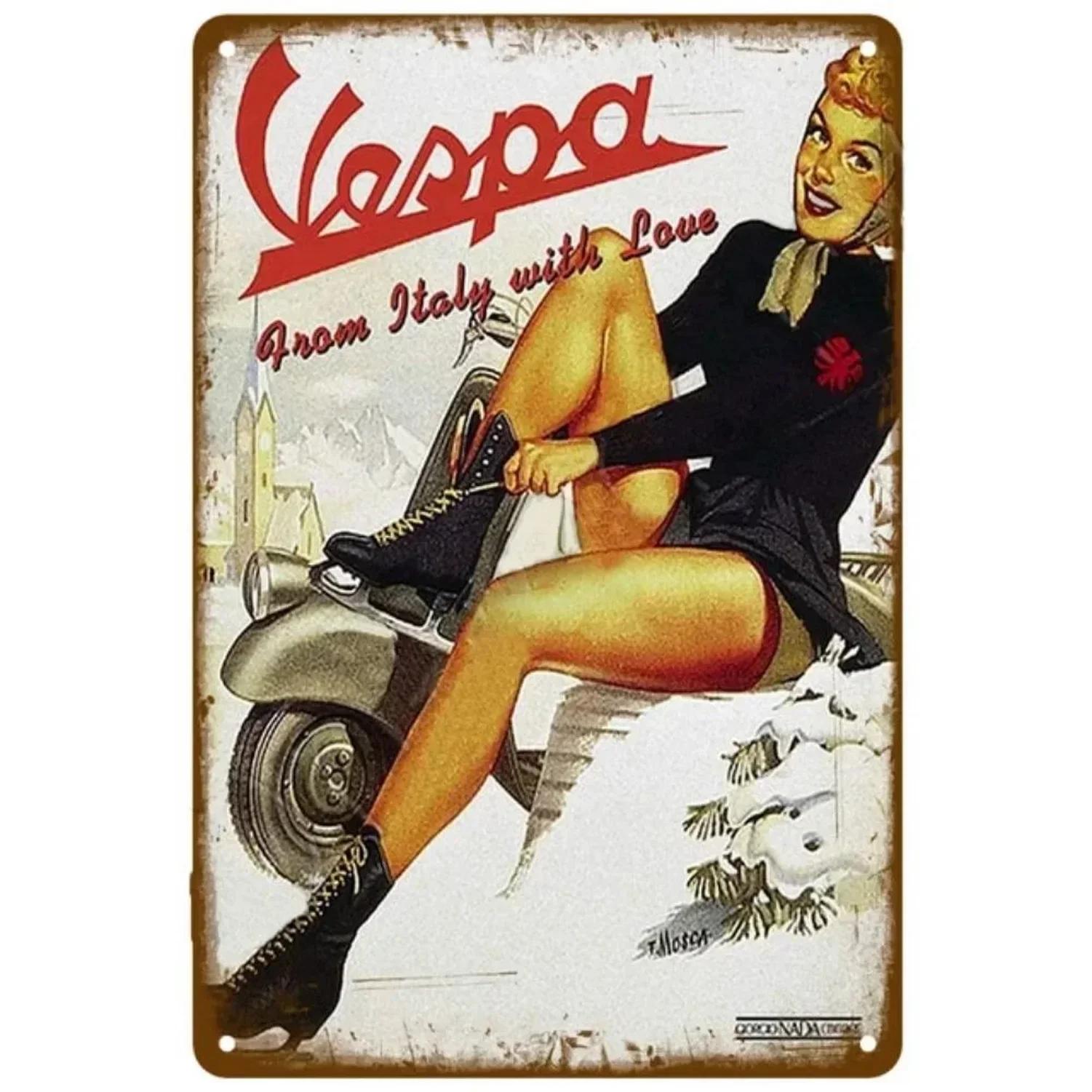 

RETROVESPA Металлические таблички для мотоцикла Vespa, Винтажное настенное украшение, Железные арт-постеры - Идеальное украшение для дома, кафе 20x30cm（7.8x11.8inch）