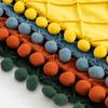 Velvet Diamond Quilted Pom Pom Cushion European Style Sofa Pillow for Back Comfort