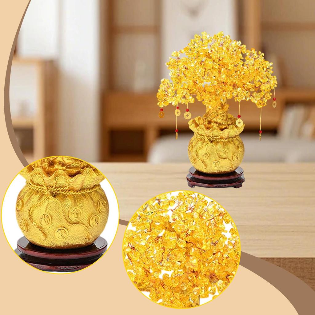 Money Tree Figurine Creative Money Bag Prosperity Sculpture Decorative Statue Tabletop Ornament for Shelf Living Room Entrance