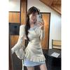 Pure Desire Women's Irregular Halter Neck Two-Piece Autumn Dress
