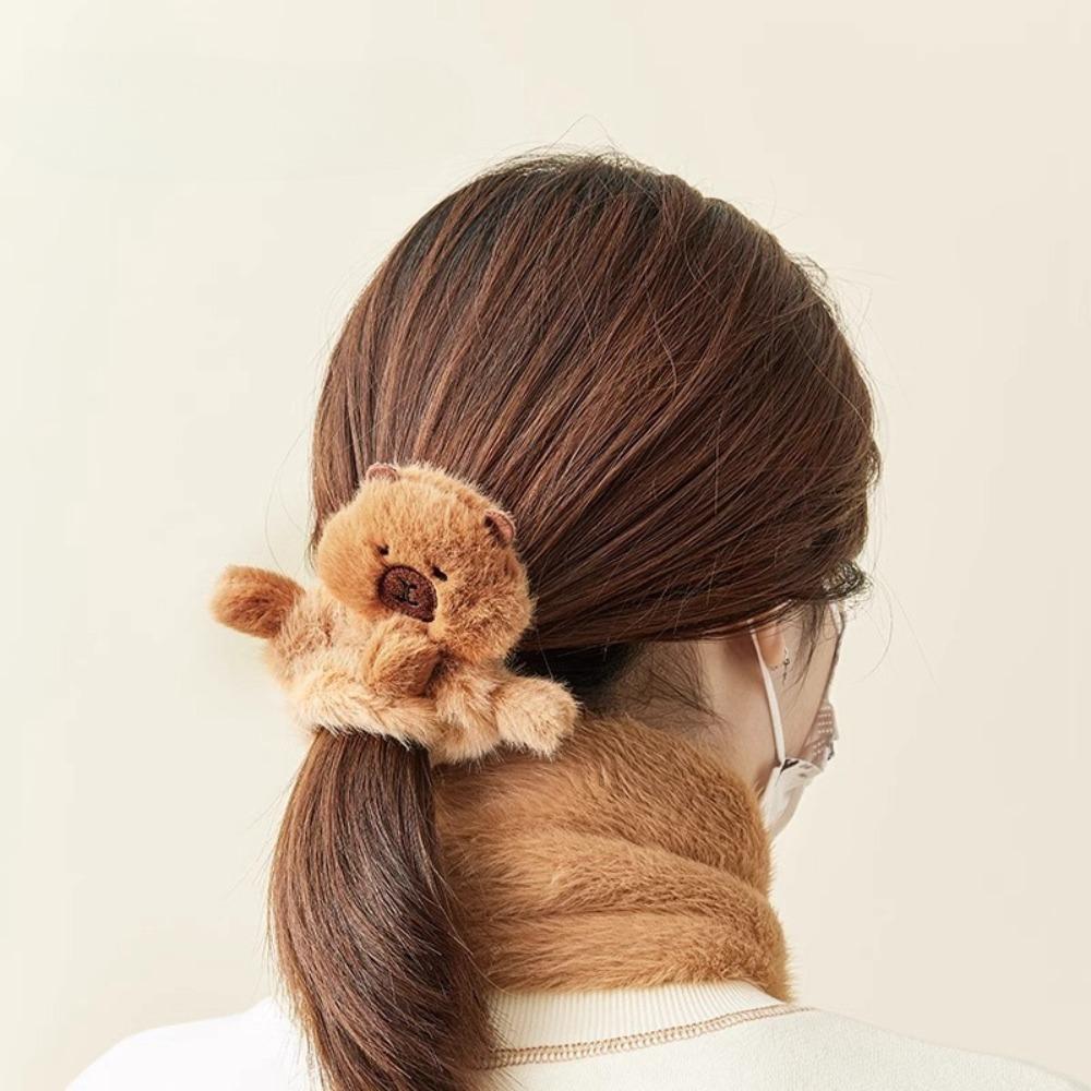 Elastic Hair Claw Clip Girly Heart Hair Rope Cute Capybara Hair Accessories  for Women Girl