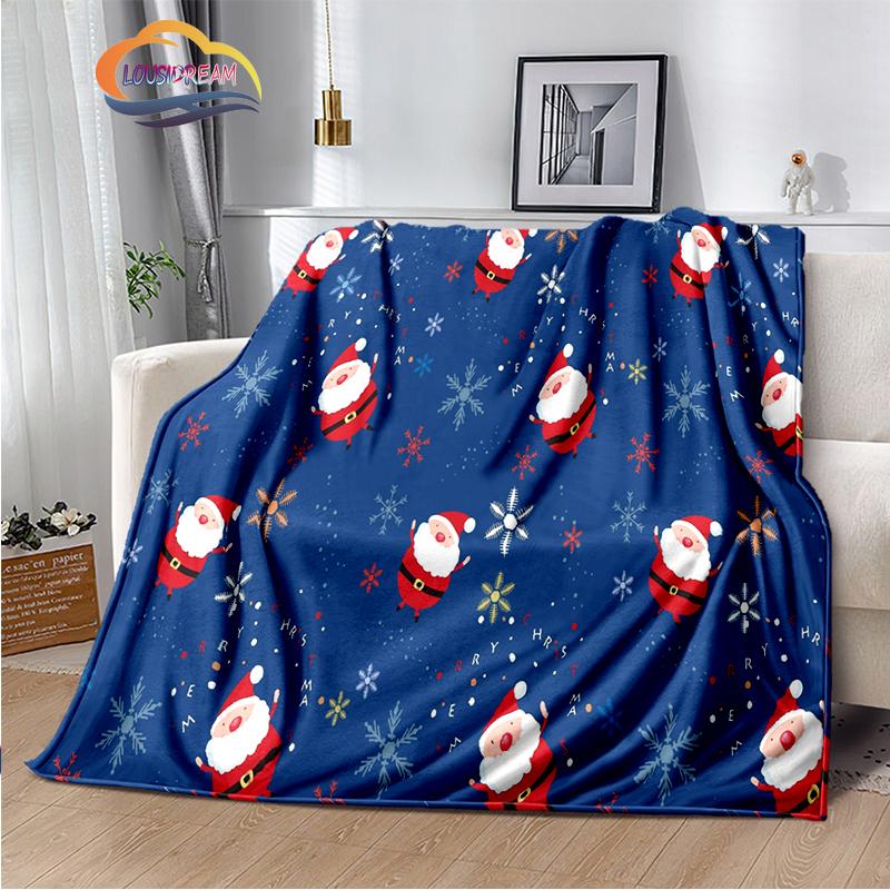 Merry Christmas Series Santa Blanket Flannel Warmth Soft Plush Sofa Bed Throwing