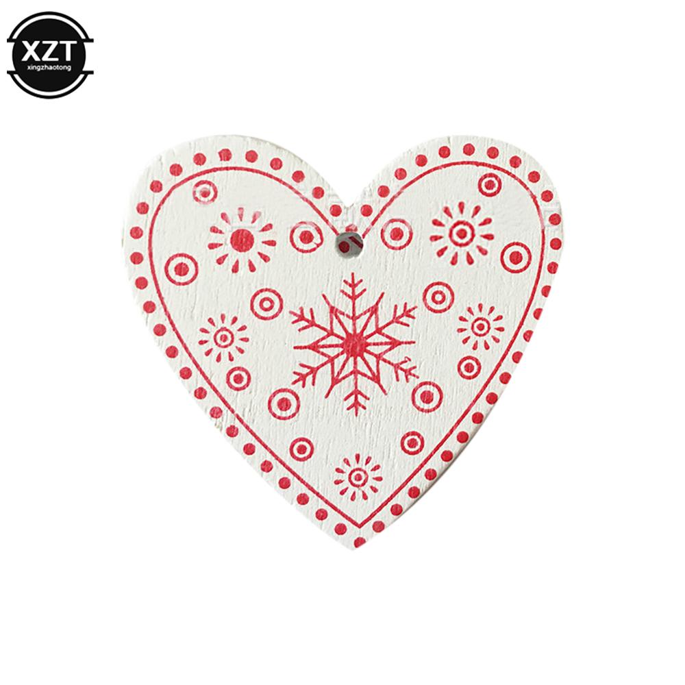 10PCs 5cm Wooden Christmas Ornaments Kids Toys For Chirstmas Tree Hanging Pendants Xmas DIY Decoration For Home Party New Year