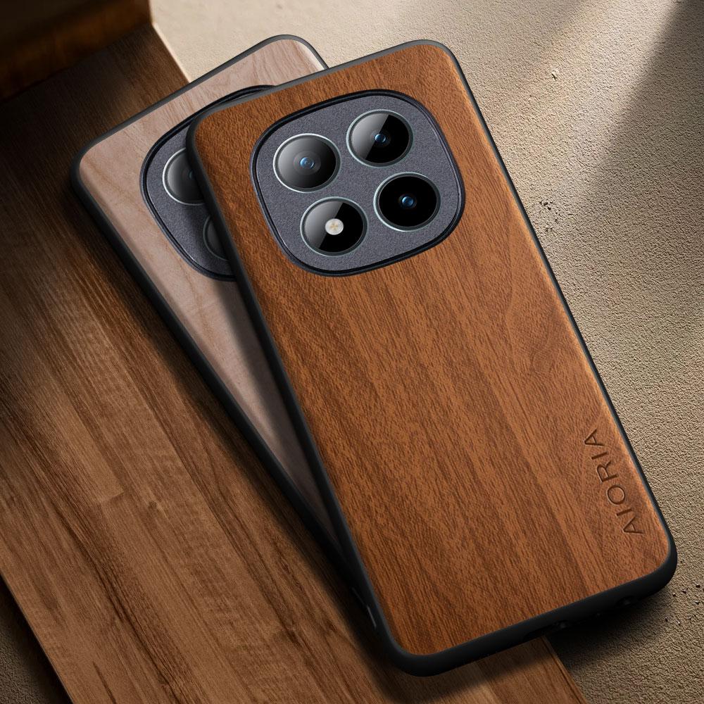 For Xiaomi Redmi Note 15 14 Pro Plus Case Capa Coque Stylish Premium Wooden Pattern Pu Leather Phone Cover Funda