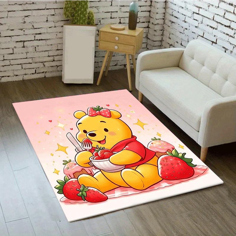 1pc Winnie The Pooh Pattern Area Rug Soft Flannel Floor Mat for Living Room,Office,Bedroom and Carpet,Sofa Coffee Table Floor Mat
