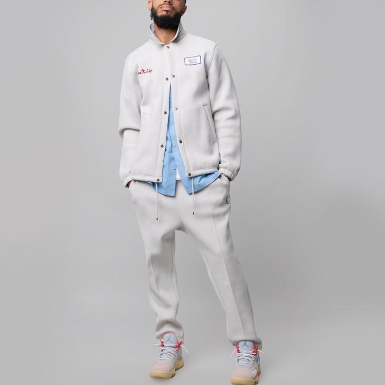 Jordan X Union LA Embroidered Logo Coach Jacket Men Outerwear Beige DB8261-072