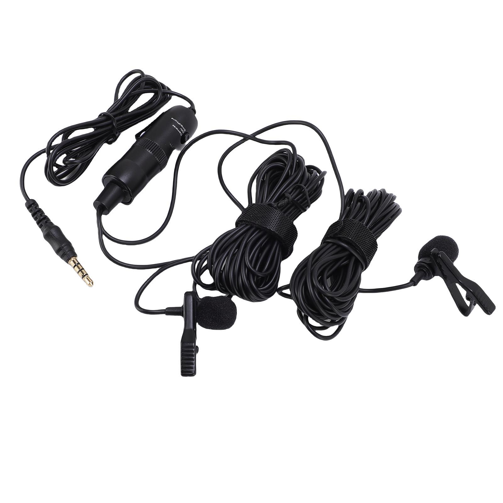 

Двойной петличный микрофон проводной клипса на лацкан профессиональный микрофон для записи интервью для двоих