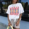 Unisexs Retro Lisbon Sardine Graphic Tee Short Sleeve Cotton Tshirt Cute Aesthetic Coastal Travel Vintage Top For Ladies