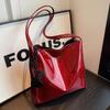 Red Patent Leather Large Capacity Tote Bag Classic Texture Shoulder Underarm Bag Lady  Fall Winter New Fashion Commuter Pack