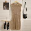 Summer Sleeveless O Neck Hollow Out Knitted Mesh Short Dress Women Fashion Loose Casual Holiday High Split Sexy Party Dresses Solid Thin Covers Up