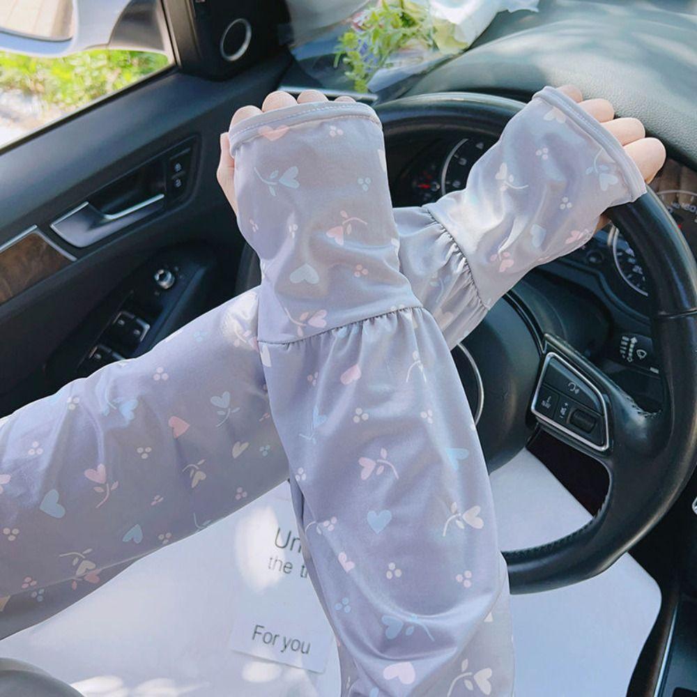 Cooling Material Arm Sleeves Breathable Sun Protection Sleeves Cute Ice Silk Sleeve Hiking