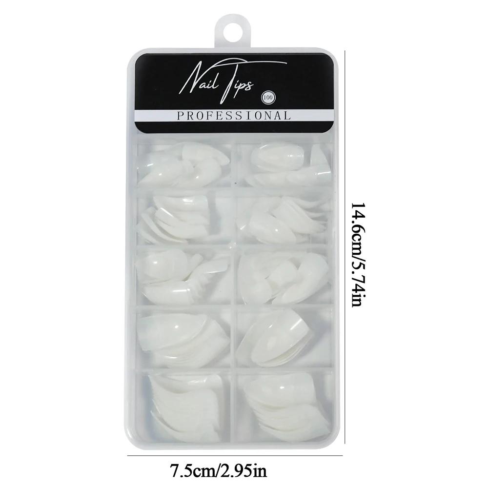 100 Bucăți Vârfuri Unghii Arcuită Șoim Acoperire Completă Gheară de Vultur Curbe Unghii False Extensie Albe/Transparente Unghii False Pentru Manichiură Artă Salon