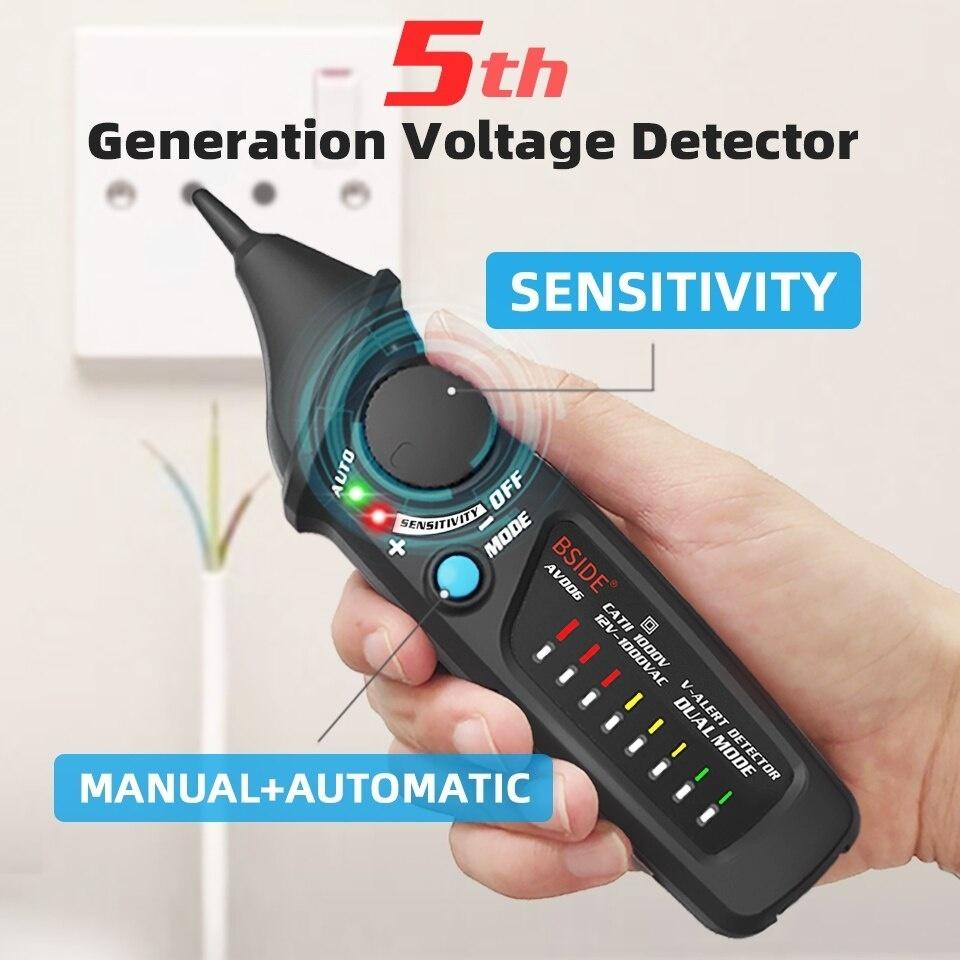 BSIDE AVD06 Dual Mode Non-contact Voltage Detector AC 12-1000V Auto/Manual NCV Tester Live Wire Check Sensitivity Adjustable