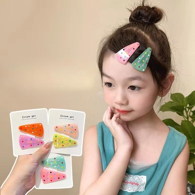 2pcs/set Cute Jelly Color Korean Fashion Kids Girl Hair Clip Triangle Candy Sweet Barrttes for Children BB's Clip Headwear