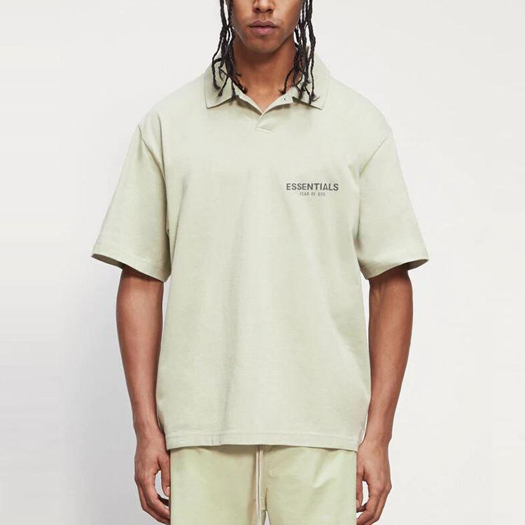 Fear of God Essentials Fall/Winter 2020 Printed Logo Straight-Cut Polo Shirt Unisex Tops Sage FOG-FW20-307