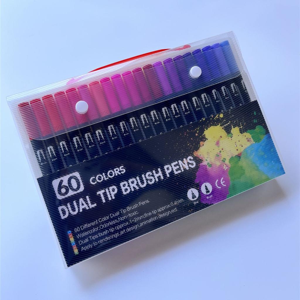 60pcs Journal Planner Pens Dual Brush Markers Colored Pencil for Writing Note Taking Calendar Coloring Art Office School Supplie