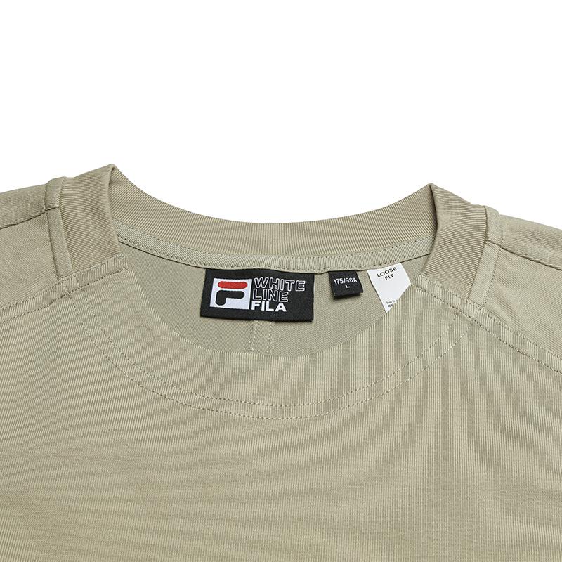 Fila White Simple Comfortable Casual Short Sleeve T-Shirt Men Tops Smoke Khaki F61M623104F-LK