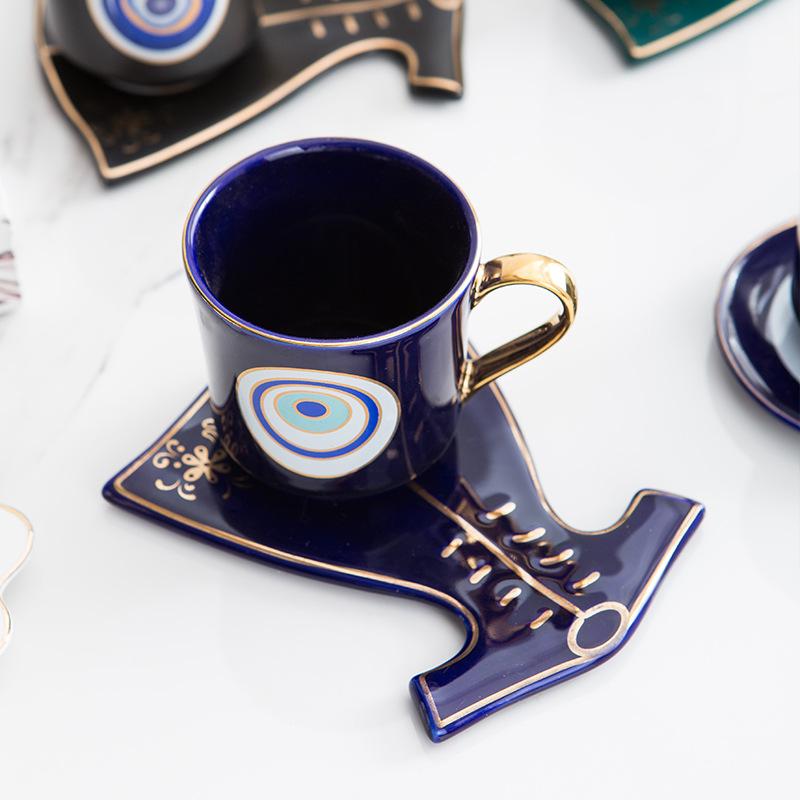 Creative Turkish Blue Evil Eye Cup And Hamsa Hand Saucer Coffee Tea Milk Water Mug Modern Room Decoration Ceramic Gifts
