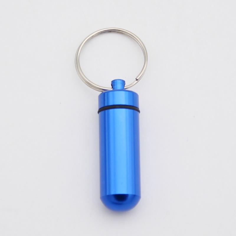 Portable Medicine Bottle  Mini Aluminum Alloy Keychain  Hanging Bottle  Sealed Compartment Waterproof Metal Medicine Box