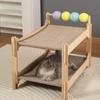 Stable Cats Bed 2 Tiered Design Sisal Scratching Post Wood Base Scratch Resistant Pet Resting House Furniture Protector