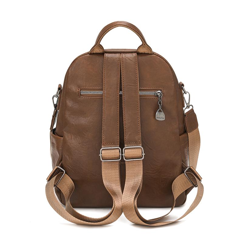 PU Backpack Women's Retro Dual-Use Shoulder Bag Large Capacity Travel Commuter Backpack