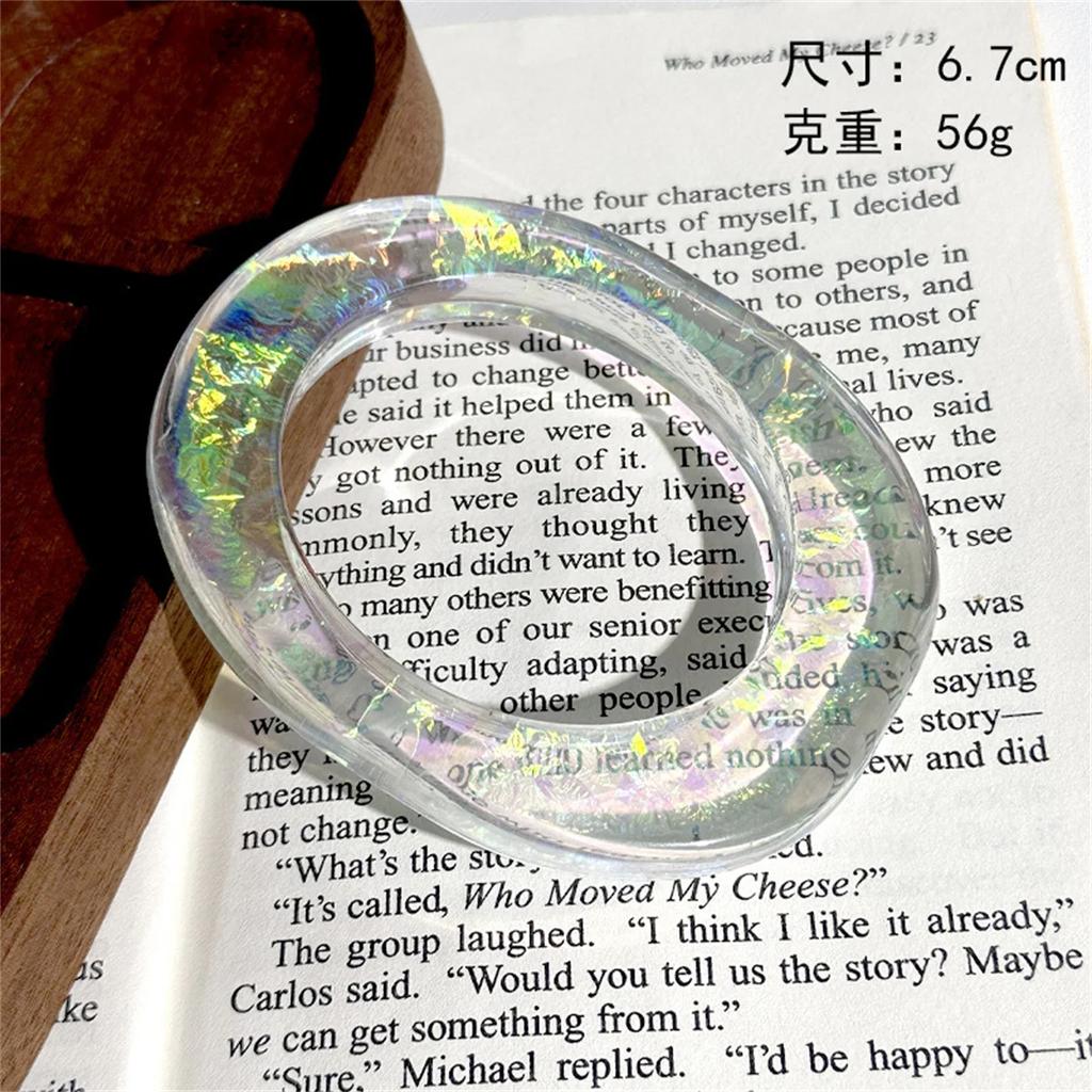 Fun Transparent Cute Acrylic Gentle Wave Wide Version Square Resin Charm Bangle Bracelet for Women Travel Jewelry Hip Hop Bangle