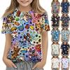 Children's Printed Round Neck Short Sleeved Casual T-shirt