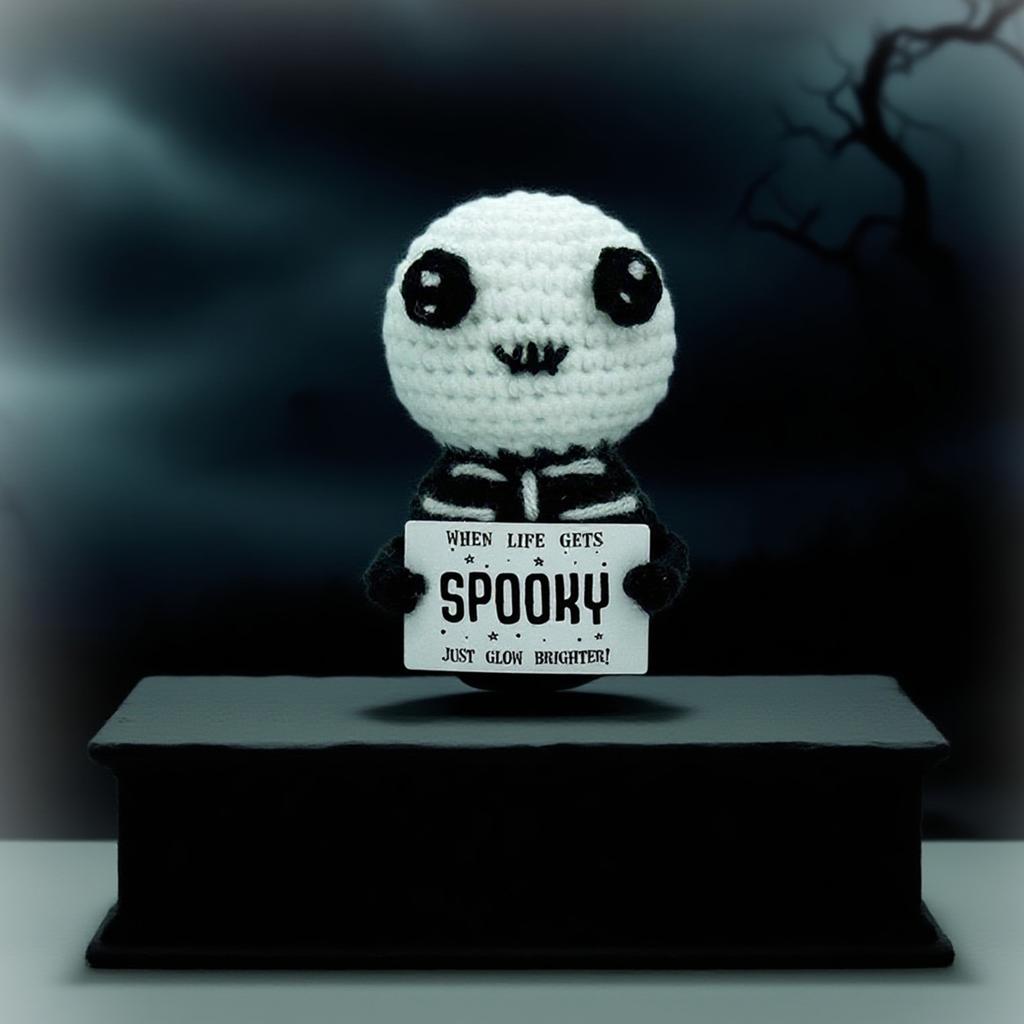 Handmade Halloween Wool Knitted Ornaments, Cute Positive Energy Funny Doll Ornaments