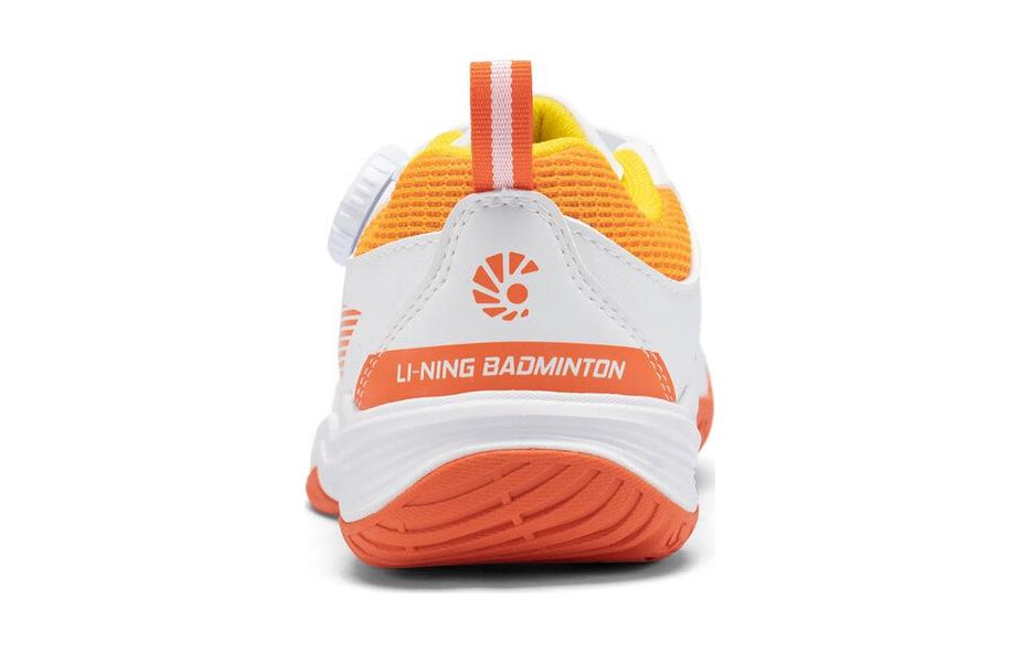 Li Ning Ace KD Synthetic Leather Anti Kick And Abrasion Resistant Low Top Kids' Training Shoes White Orange AYTT040-2
