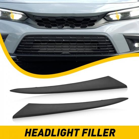 2x Headlight Eyelid Molding Trim Lower Filler Cover For -2024 Honda Civic EA