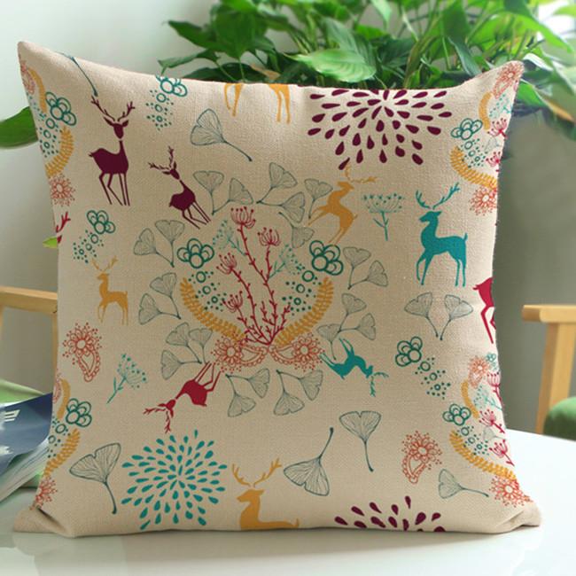 Modern Minimalist Cartoon Christmas Cushion Cover Christmas Sofa Decoration Cotton Linen Pillow Case Elk Christmas Gifts Cojines