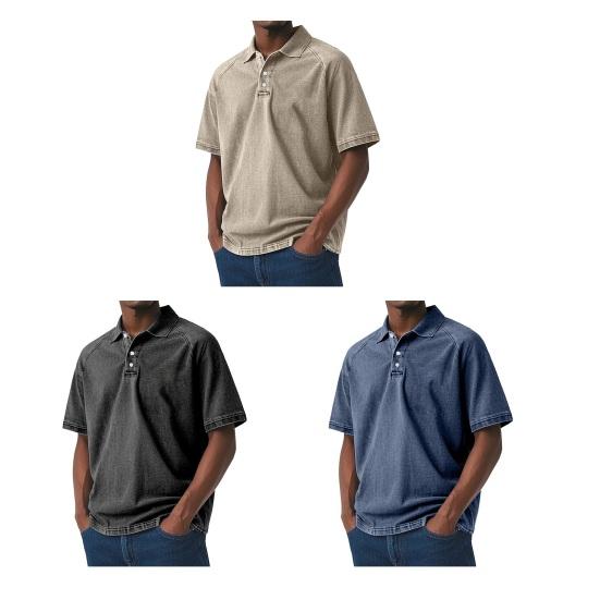 Men Button Holiday Shirt Short Sleeve Turndown Collar Tee Casual Stylish Loose Fit Shirt
