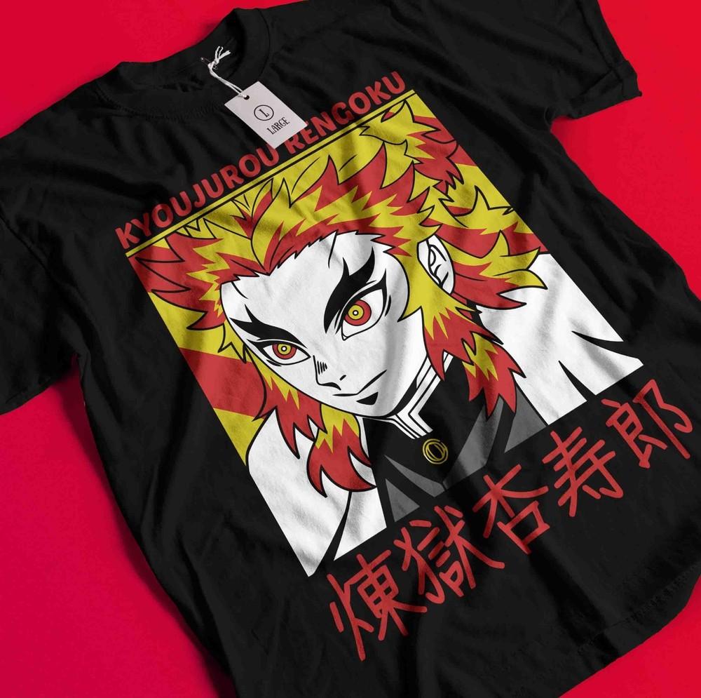 

Demon Slayer Shirt Rengoku Kyojuro Tshirt Tanjiro T-Shirt Muzan Doma Akaza Tee BB320 4XL