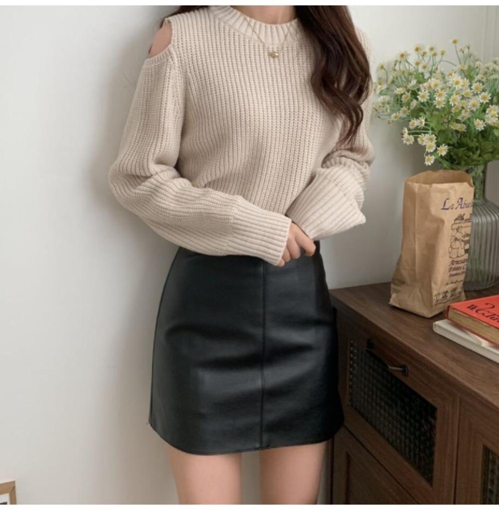 A-linje PU-skinnskjørt for kvinner Høst Vinter Vintage Ensfarget Shorts Miniskjørt Mote Koreansk stil Dameklær Y2k