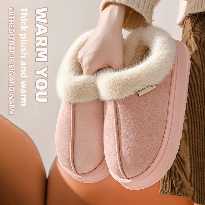 Cotton Slippers for Women, Winter Indoor Home, Thick Soled, Anti Slip, Outerwear Bag with Warm and Plush Cotton Slippers for Men