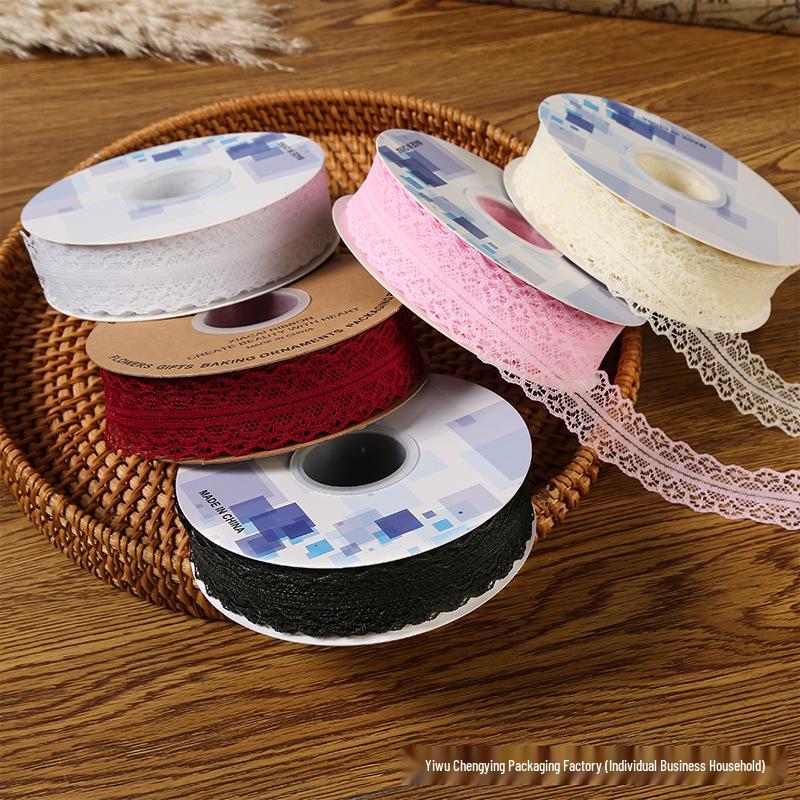 3cm Lace Edge Ribbon for Bouquet & Cake Decor, DIY Bow Streamer - Flower Design 25 & 50 Size