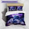 3PC Custom Name Dragon Wolves Moonlight Bedding Set Duvet Cover Closure Includes 1 Duvet Cover & 2 Pillowcases for Bedroom