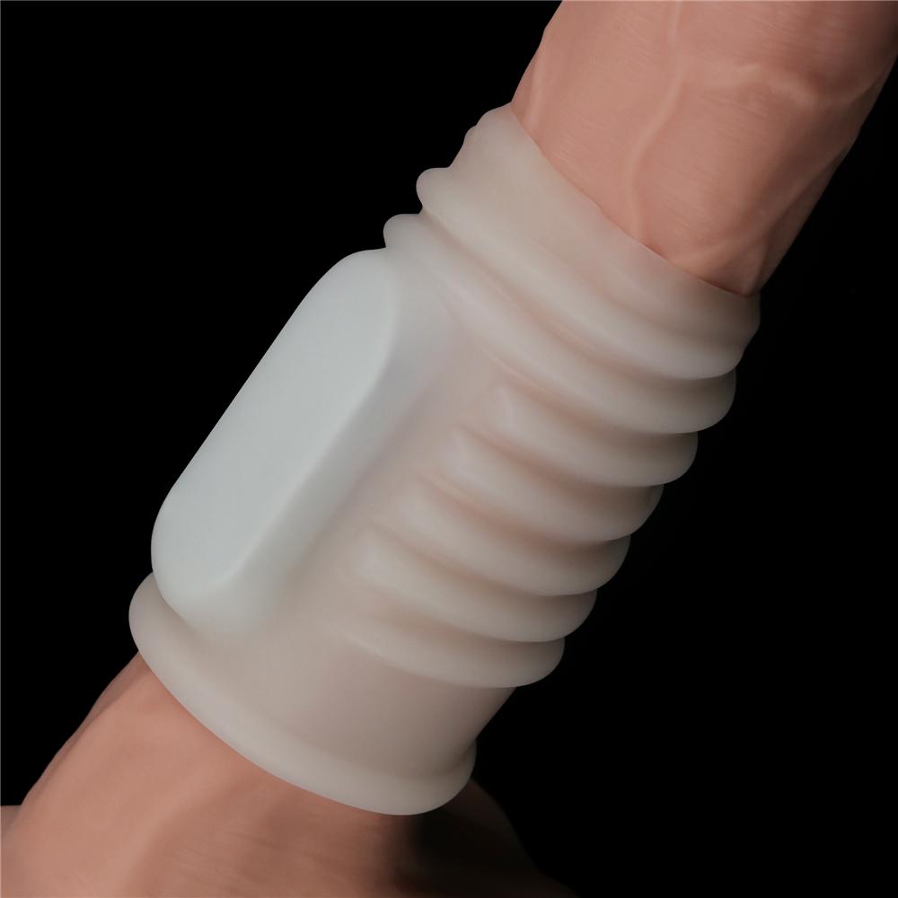 Vibrating Cock Ring Penis Sleeve Vibrator Penis Extender Extension Penis Enlargement Cockring Adult Sex Toys for Couple Men