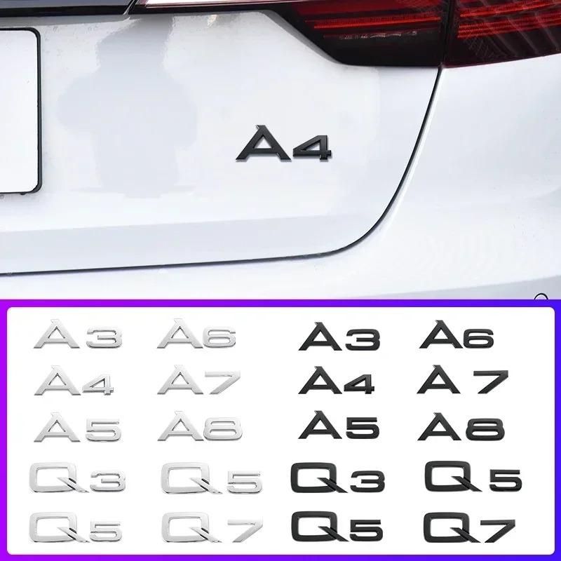2026 Hot 3D Letters Numbers Emblem for Audi A3 A4 A5 A6 A7 A8 Q2 Q3 Q5 Q7 Car Trunk Lid Nameplate Badge Logo Sticker Chrome Glossy Black
