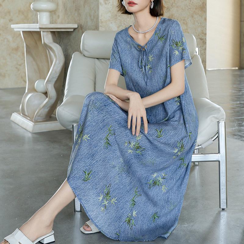 Women's Plus Size Floral Print Maxi Dress, Casual Short Sleeve Long Dress (XL-5XL)