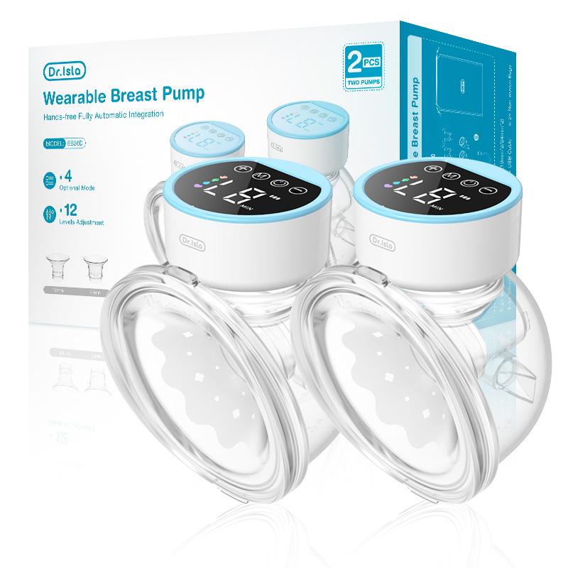 

2pcs Electric Breast Pump Intelligent High Suction Breast Pump Breast Milk Postpartum Portable Painless Silent Breast Pump синий