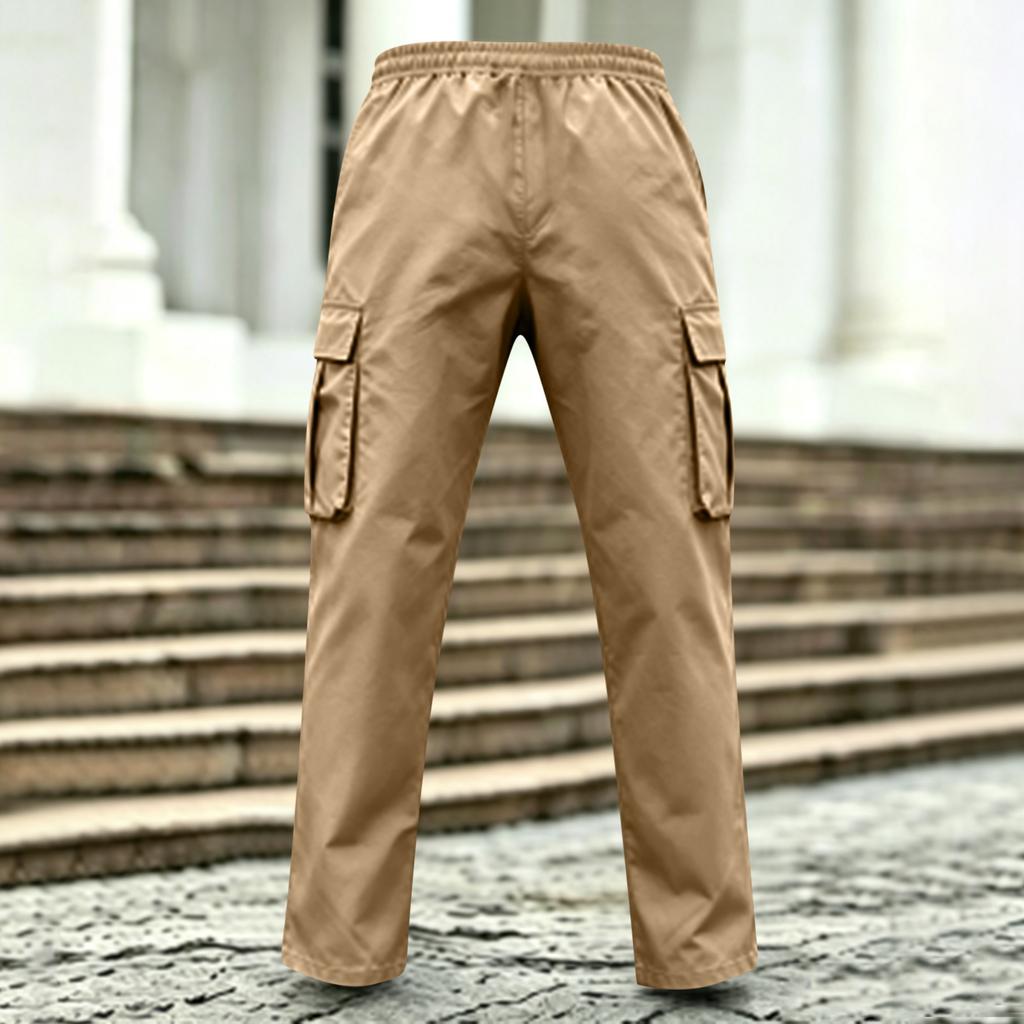 Men Drawstring Waist Cargo Pants with Multiple Pockets Relaxed Fit Trousers for Daily Casual Outdoor Activities
