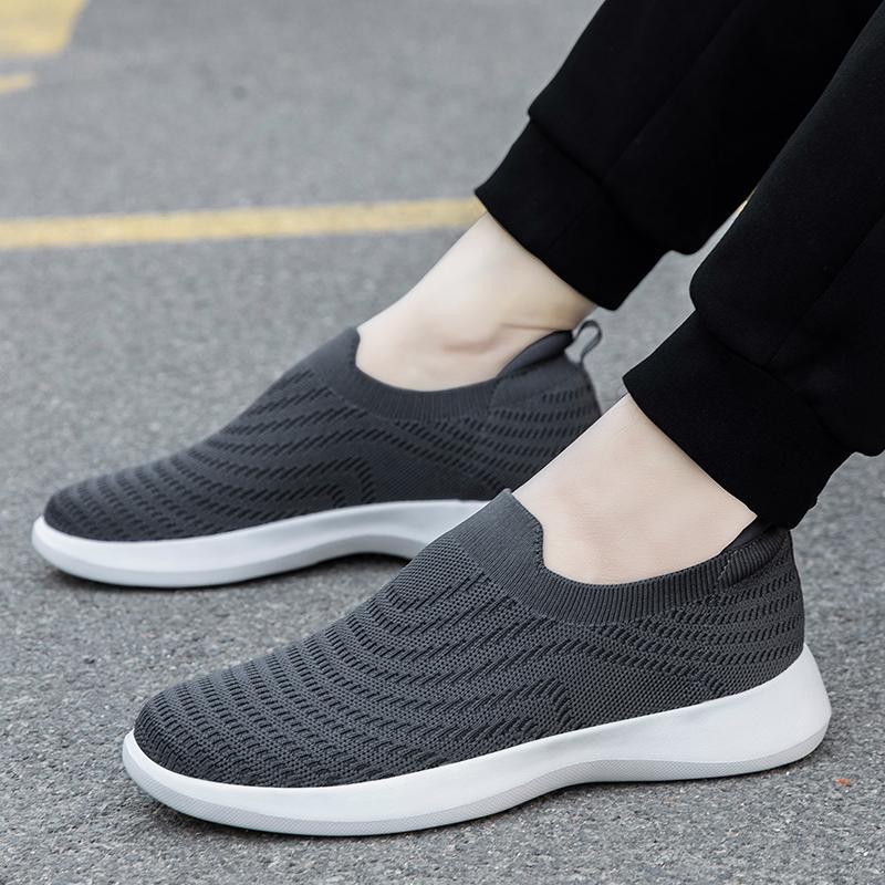 2025 men's shoes casual shoes summer new comfortable one-pedal shoes women's flying woven breathable running sneakers trendy shoes