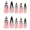 24Pcs Leopards Print Press On Nails Long False Nails French Tip Glossy Artificial Nails Full Covers Stick On Nails