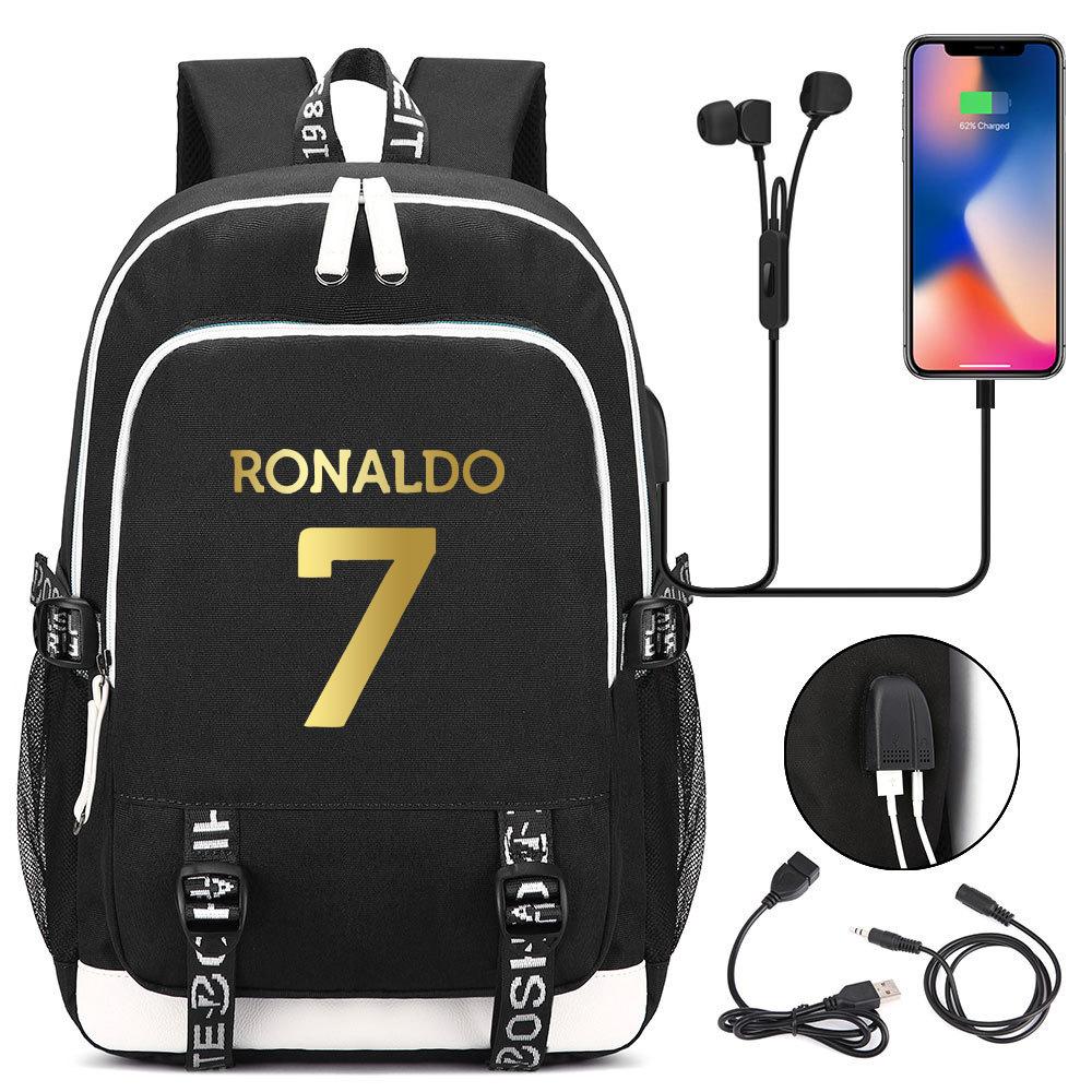 Football Printed Student Backpack Multifunctional Usb Interface Large Capacity Leisure Travel Backpack