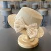 2 Stück/Set Sommer-Handgewebter Strohhut und Umhängetasche für kleine Mädchen, Kinder Baby Prinzessin Schleife Strandstroh Sonnenhut