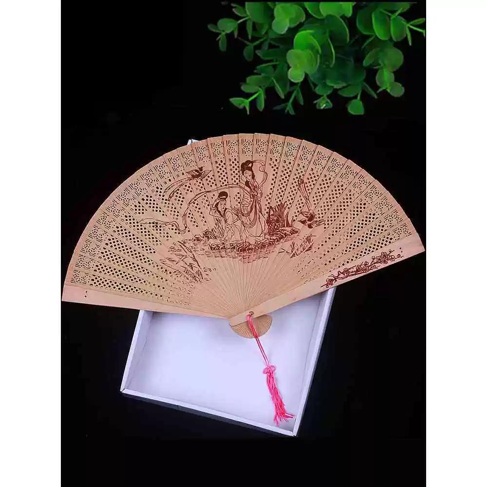 Chinese Style Handmade Small Women's Incense Wood Fan, Sandalwood Fan, Ancient Style Folding Fan, Hollow Classical Women's Fan, Portable