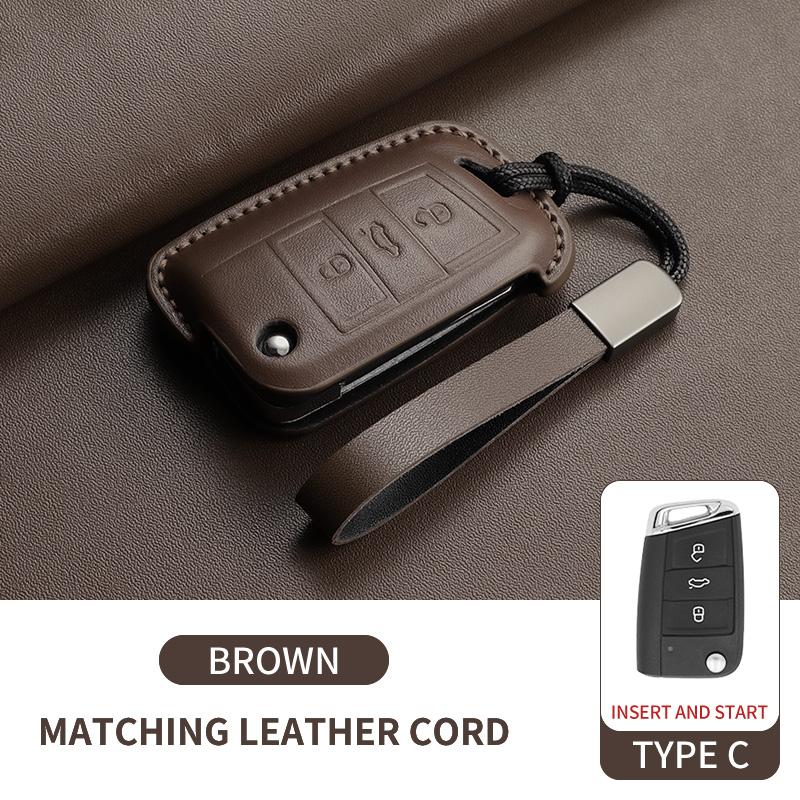 Leather Car Key Case Cover for Volkswagen VW Polo Golf7 MK7 Tiguan Passat Golf Jetta Lavida Car Remote Key Case Shell Accessorie
