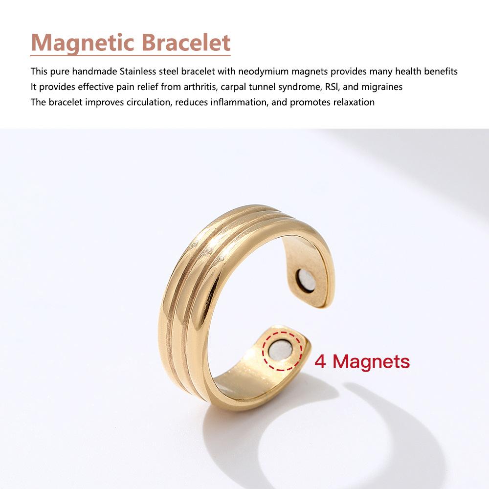 Stainless Steel Magnet Ring Magnetic Opening Stop Snoring Ring Dual Magnetic Healthy Fashion Jewelry Accessories