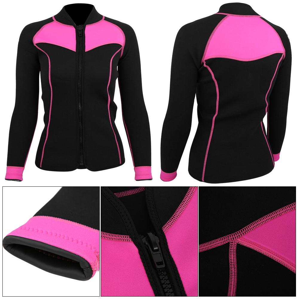Woman Wetsuit Top Coat Sun Protection Long Sleeve Fitting Swimwear for Snorkeling SurfingS